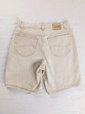 VTG Lee Cream Light Wash Denim High Rise Long Length Shorts Jorts